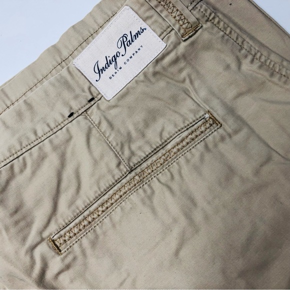 Indigo Palms Denim Company Mens Light Khaki Shorts Soft Material Zig Zag Sz 40 - Picture 2 of 13